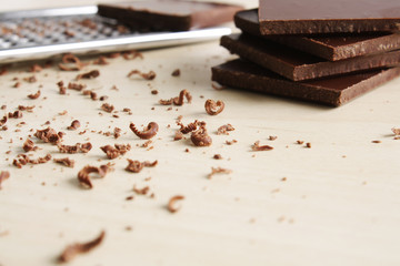 chocolate slices and grater