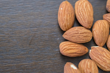 Close up Almond on table. (selective Focus)
