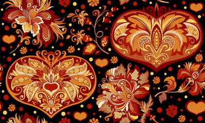 ornament with flowers and heart 