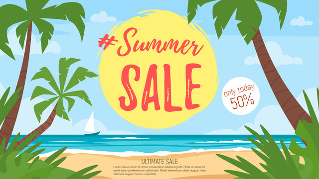 cartoon style summer sale banner