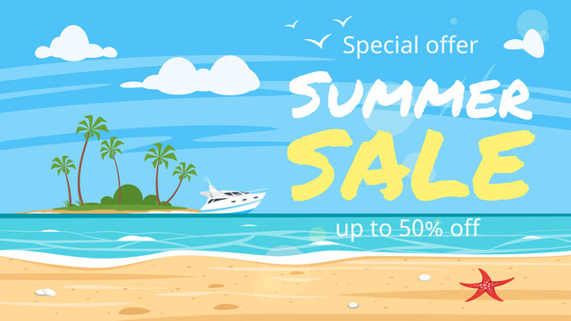  cartoon style summer sale banner