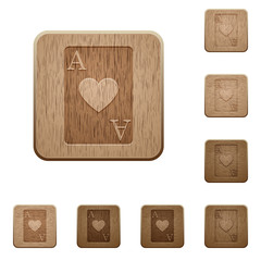Ace of hearts card wooden buttons