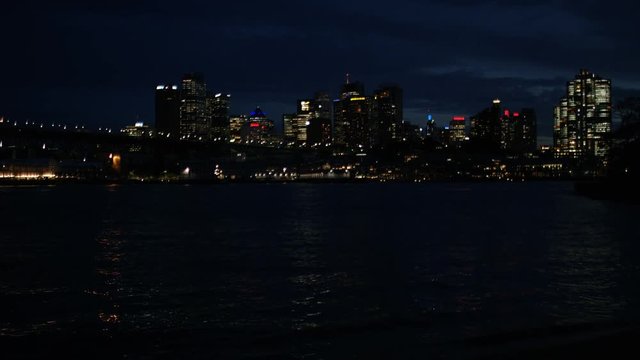 Static shot of Sydney city from across the harbour at night - version 2 cinemagraph