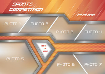 Template for photo collage in modern style. Frames for clipping masks is in the vector file. Template for a photo album in sports style