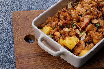 Close up Homemade    Pineapple Fried Rice. (selective Focus)
