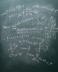 mathematics equations on blackboard