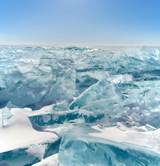 Russia. A pile of ice on lake Baikal.