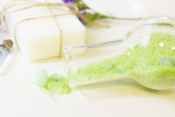 Spa concept with essential oil and lemon