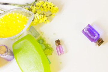 Spa concept with essential oil and lemon