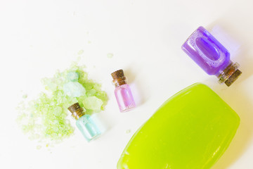 Spa concept with essential oil and lemon