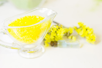 Spa concept with essential oil and lemon