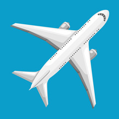 Illustration of abstract airplane on blue background