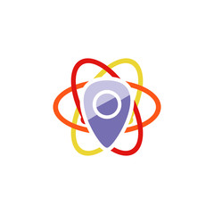 Pin Science Atom Logo Icon Design