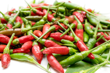 group of red and green chillies