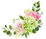 Wedding bouquet. Peony, Hydrangea and rose flowers