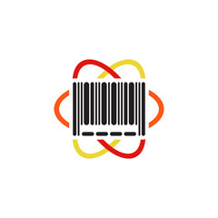 Barcode Science Atom Logo Icon Design