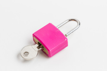 Pink luggage lock with key