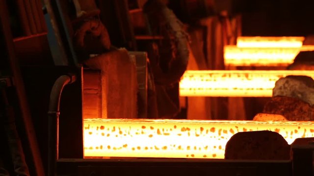 Steel Billets at Torch Cutting