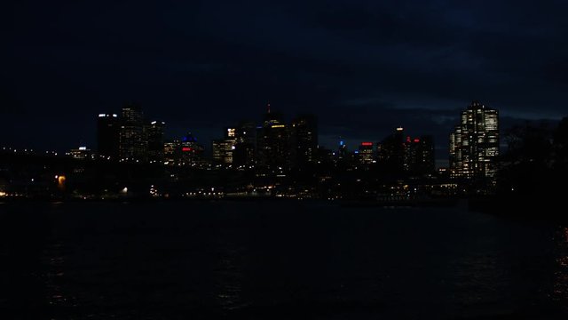 City of Sydney, Australia at night from across the harbour water