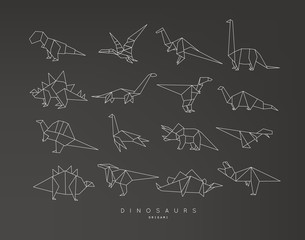Dinosaurus origami set flat black © anna42f