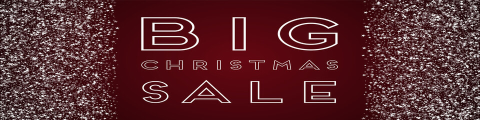 Big Christmas Sale greeting card. Amazing falling stars background. Amazing falling stars on red background.nice vector illustration.