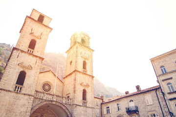 Fototapeta na wymiar Church of Saint Tryphon in the old town of Kotor, Montenegro.