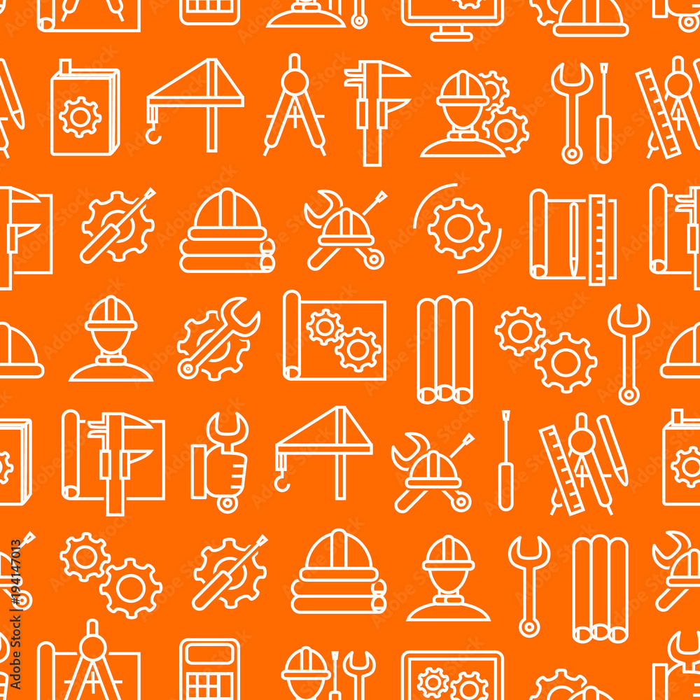 Poster engineering thin line seamless pattern background. vector