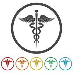 Obraz premium Caduceus sign icon, 6 Colors Included