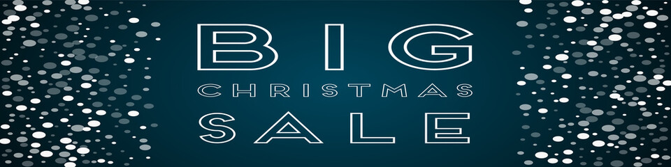 Big Christmas Sale greeting card. Falling white dots background. Falling white dots on blue background.nice vector illustration.