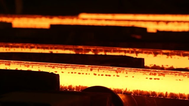 Steel Billets at Torch Cutting