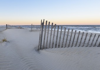 Beach Dune Fences at Sunset