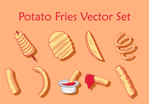 Potato fries vector set