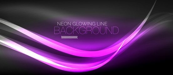 Neon elegant smooth wave lines digital abstract background