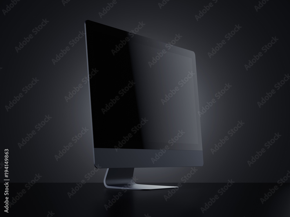 Poster modern black computer screen. 3d rendering