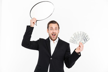 Portrait of an excited young businessman