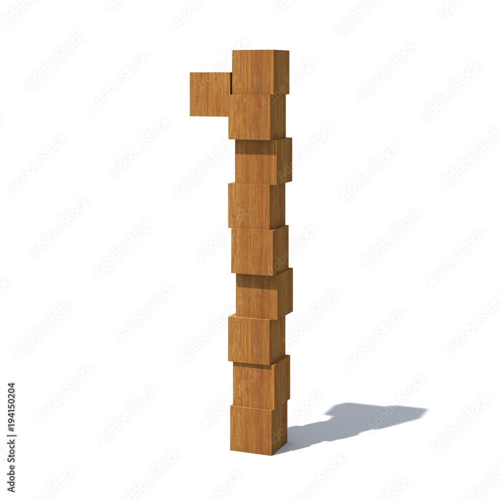 Poster 3d number of wooden blocks isolated on white background. 3d rendering.