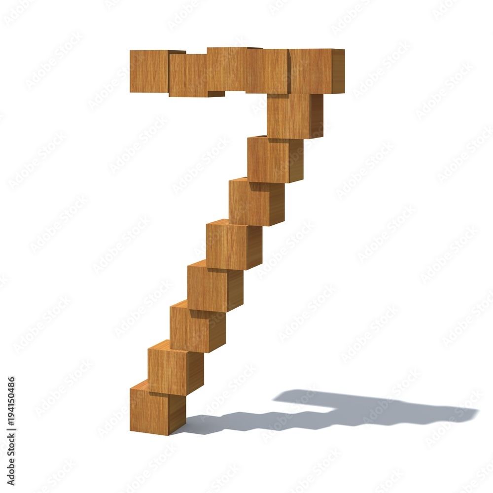 Aufkleber 3d number of wooden blocks isolated on white background. 3d rendering.