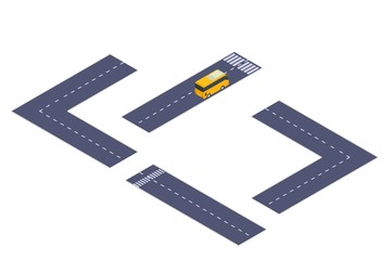 isometric road highway designer with bus