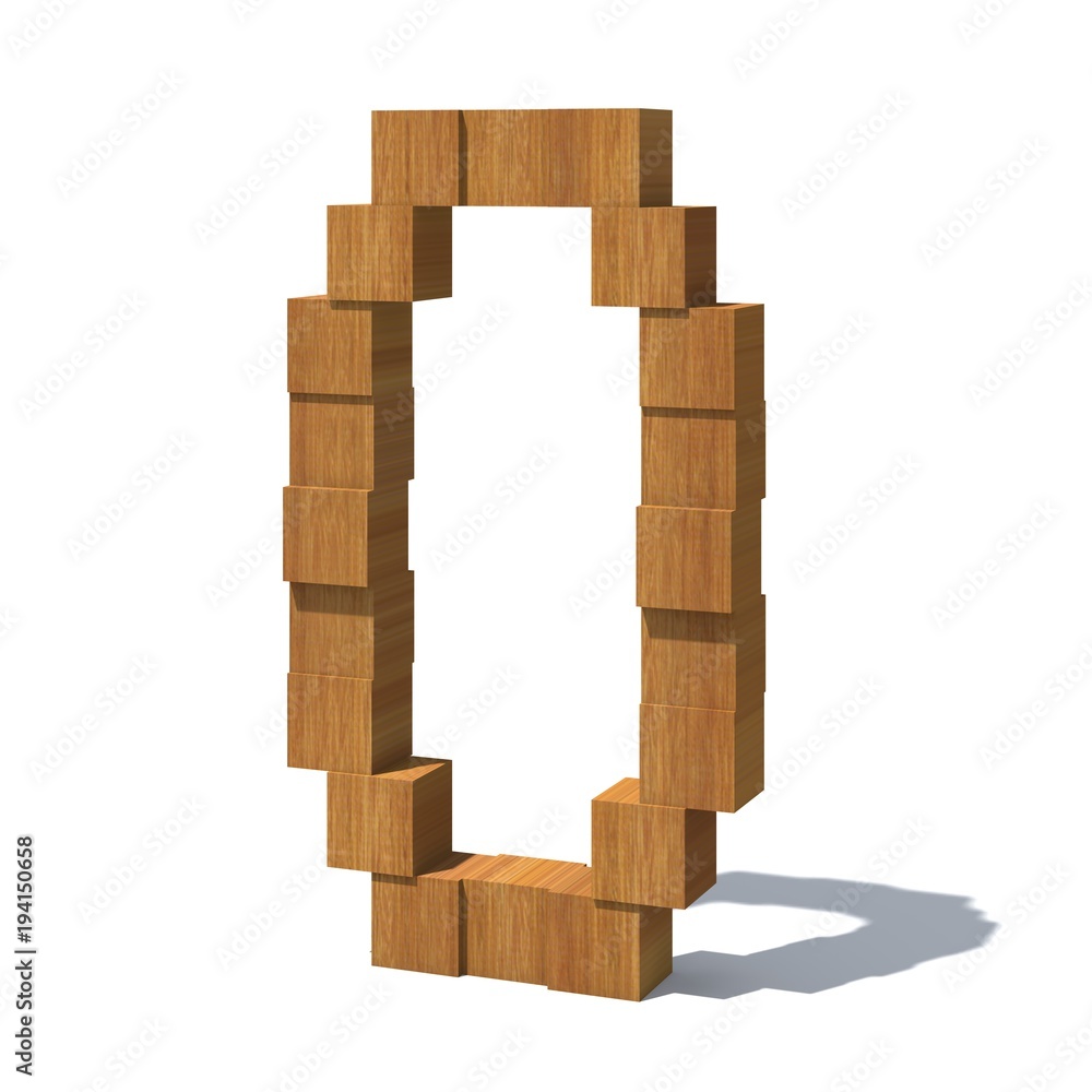 Aufkleber 3d number of wooden blocks isolated on white background. 3d rendering.