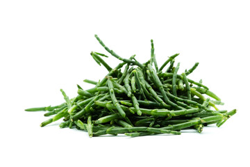 Quller Meeresspargel isoliert freigestellt auf weißen Hintergrund, Freisteller