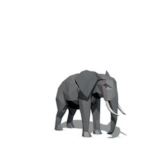 Fototapeta premium Polygonal elephant. Isolated on white background. 3D rendering illustration.