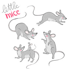 Little nice mice. Set of cute characters.