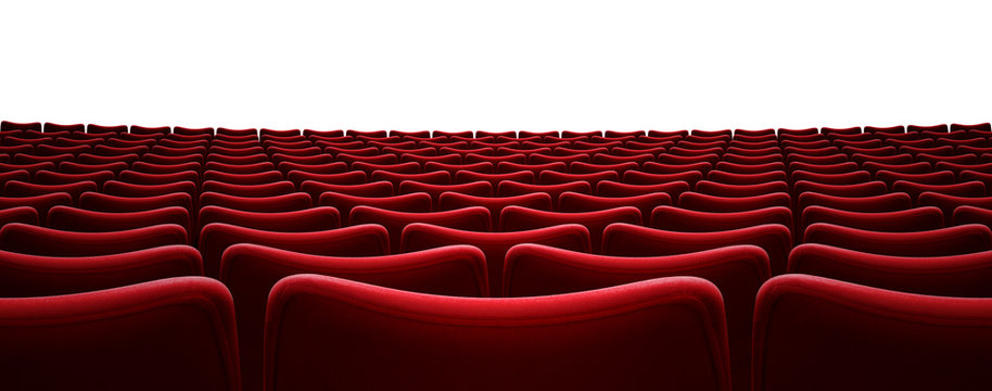 movie theater red seats 3d illustration isolated on white