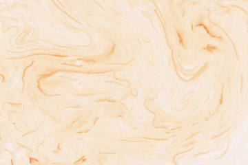 Obraz premium Suminagashi marble texture hand painted with orange ink. Digital paper 784 performed in traditional japanese suminagashi floating ink technique. Dramatic liquid abstract background.