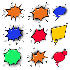 Set of empty comic style speech bubbles. Design element for poster, flyer, banner.