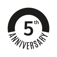 5 year anniversary icon. 5th celebration template for banner, invitation, birthday. Vector illustration.