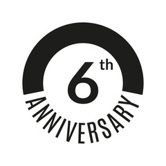 6 year anniversary icon. 6th celebration template for banner, invitation, birthday. Vector illustration.