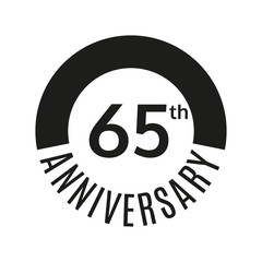 65 year anniversary icon. 65th celebration template for banner, invitation, birthday. Vector illustration.