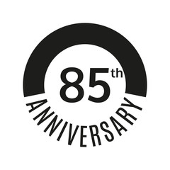 85 year anniversary icon. 85th celebration template for banner, invitation, birthday. Vector illustration.