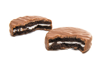 double cookies in chocolate isolated